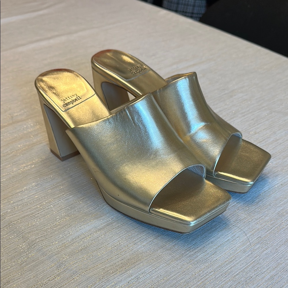 Jeffrey Campbell Sleek Gold Mules